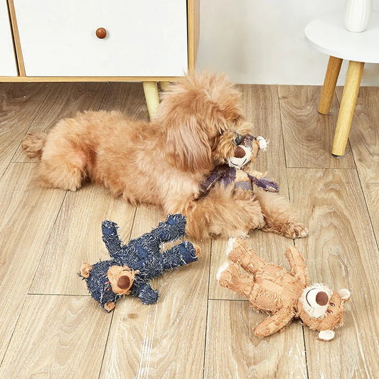 Pet Teddy Bear Soundmaking Toy Plush Interactive Dog Toys Grinding Cleaning Teeth Anti Bite Abreact Plaything Bear Pets Supplies