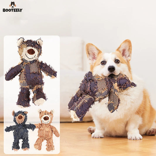 Pet Teddy Bear Soundmaking Toy Plush Interactive Dog Toys Grinding Cleaning Teeth Anti Bite Abreact Plaything Bear Pets Supplies